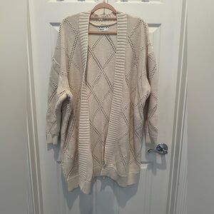 Sonoma Cream Cardigan Sweater with Cable Knit Design
